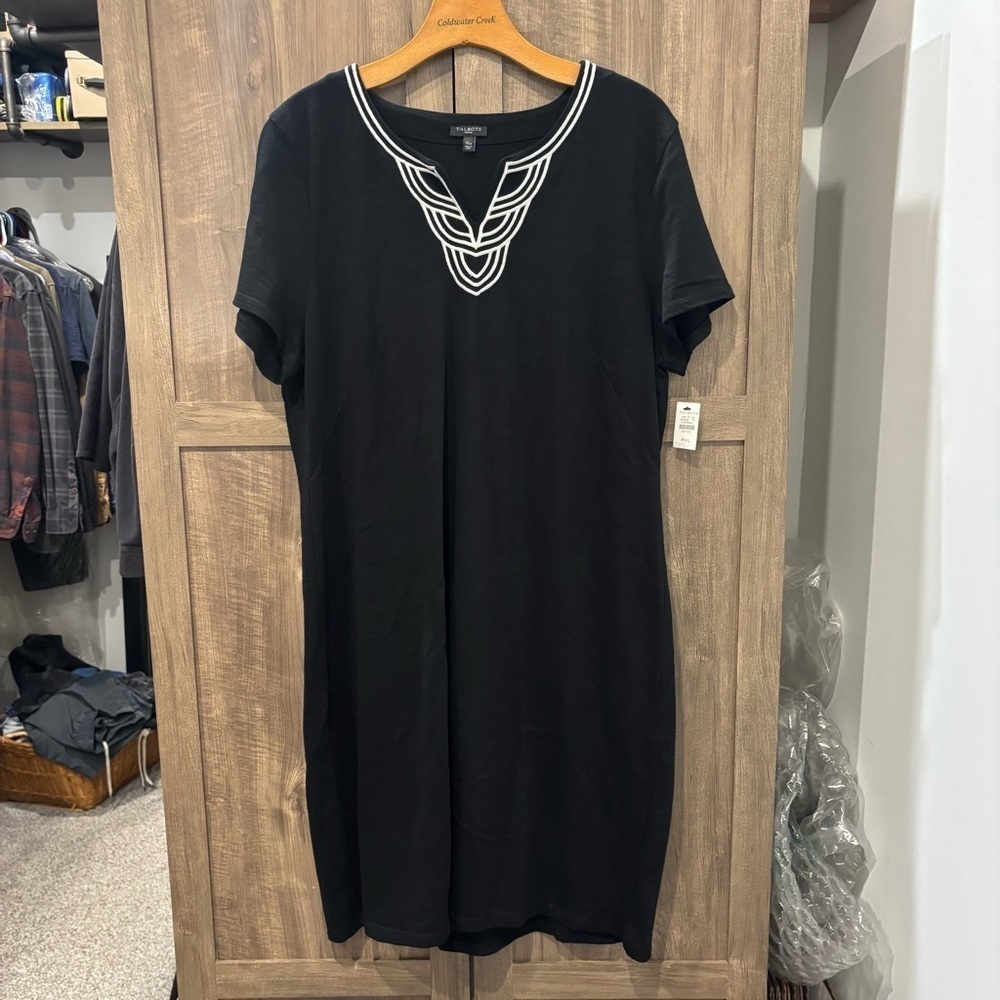NWT Talbots XLP Black Dress with White Details